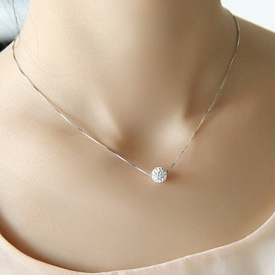 Silver Crystal Ball Necklace