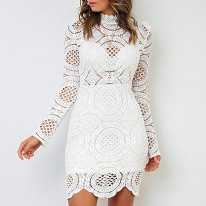 Elegant straight women autumn chic mini dress