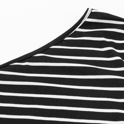 One shoulder stripes slim blouse