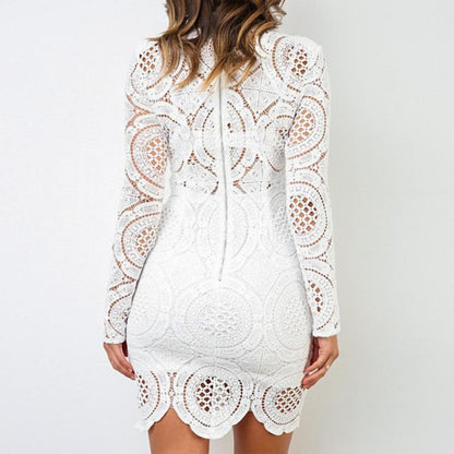 Elegant straight women autumn chic mini dress