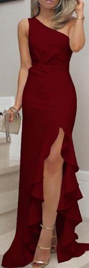 Elegant ladies solid maxi dress vestidos