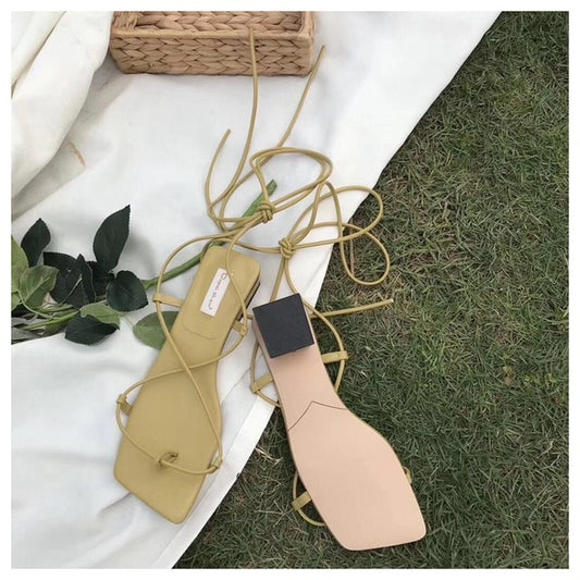 Low Heel Lace Up Sandal