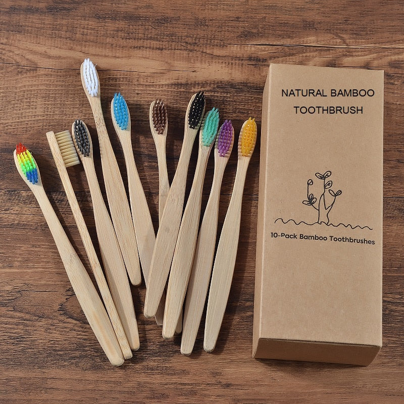 Mixed Color Eco Friendly wooden Toothbrush