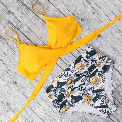 High Waist Printed Bikini Multiple Color