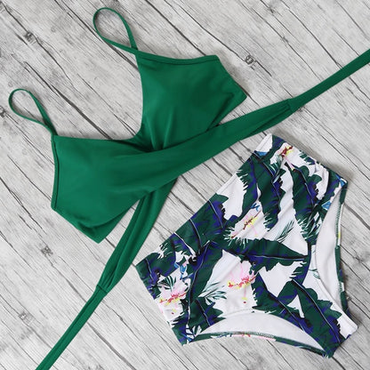 High Waist Printed Bikini Multiple Color