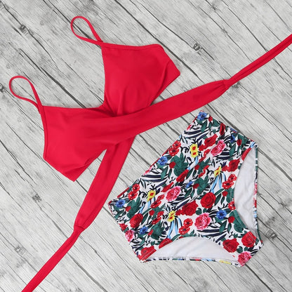 High Waist Printed Bikini Multiple Color